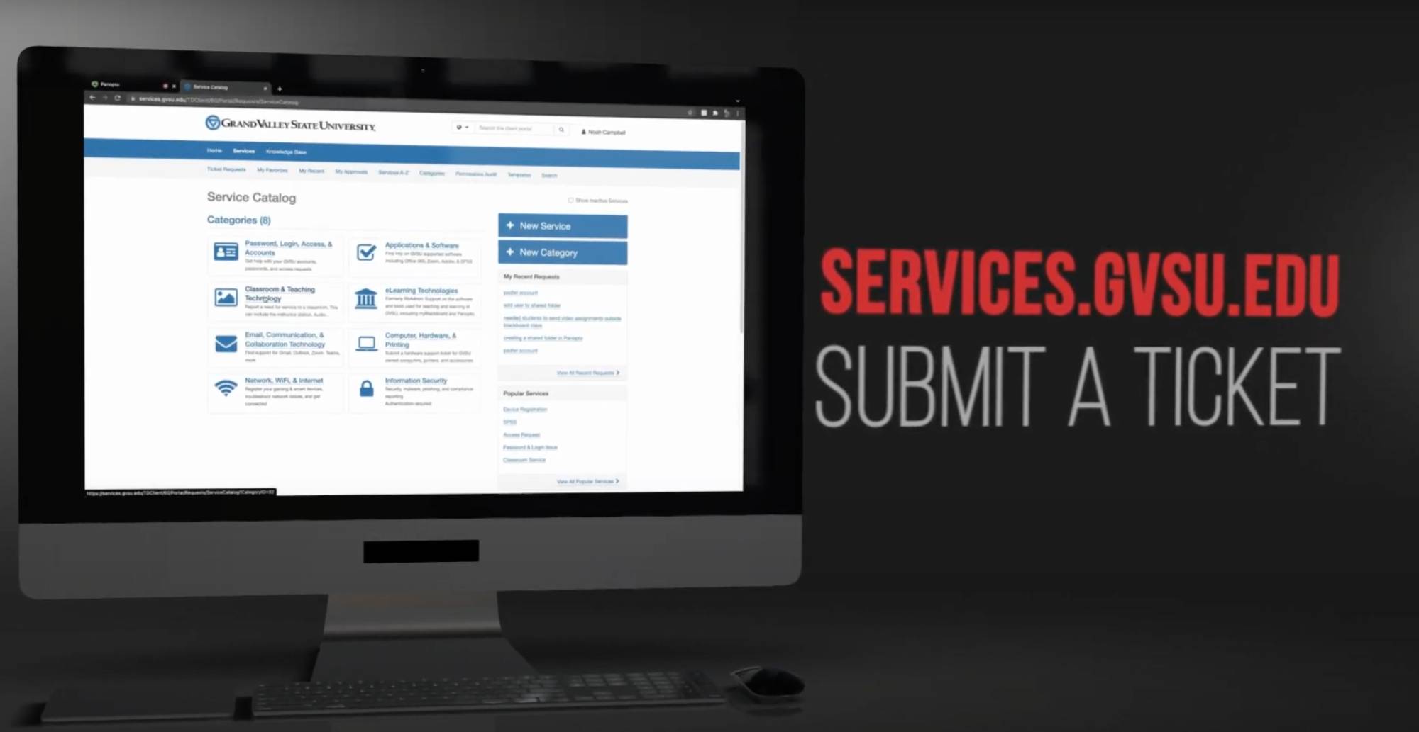 Submit a ticket at the service portal